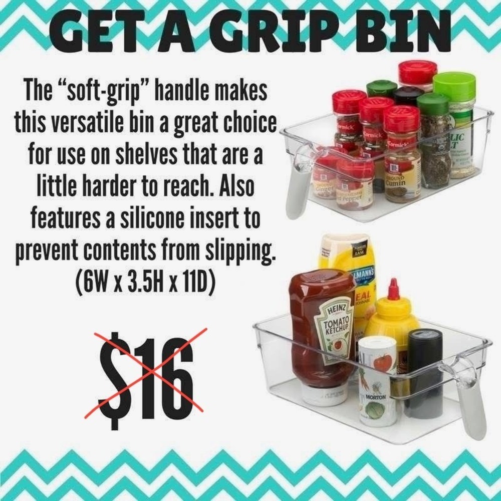 Bin Clear Plastic Storage Container with Handle Kitchen Fridge Organization Grn - Picture 2 of 3